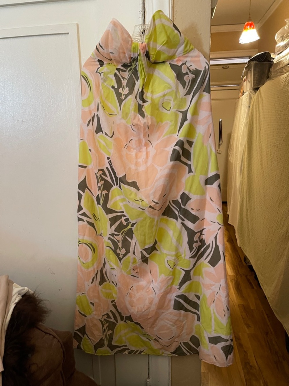 Strapless Floral Maxi Skirt in Pink & Lime